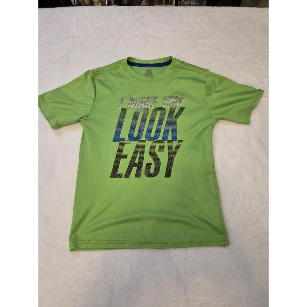 Starter Boys Athletic Performance T-Shirt Green "I Make This Look Easy" XL 18/20